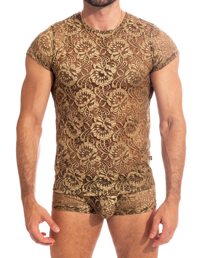 LHommeInvisible Hannover STEFAN halcyonique tshirt gold lace top for men