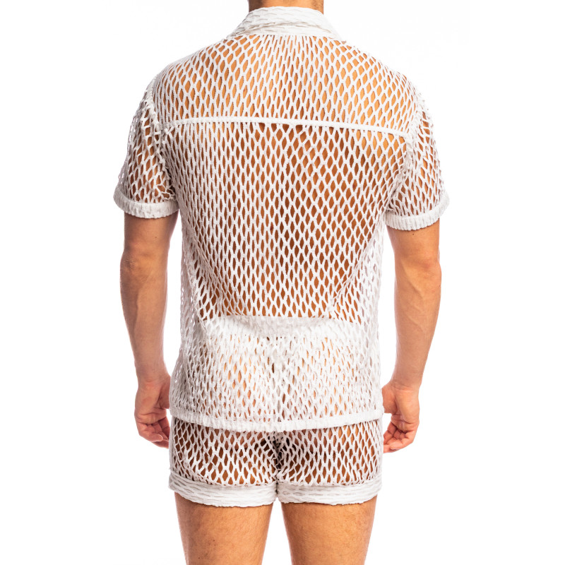 LHommeInvisibleHannoverSTEFAN zephiro white fishnet mesh sheer mens shirt.1.
